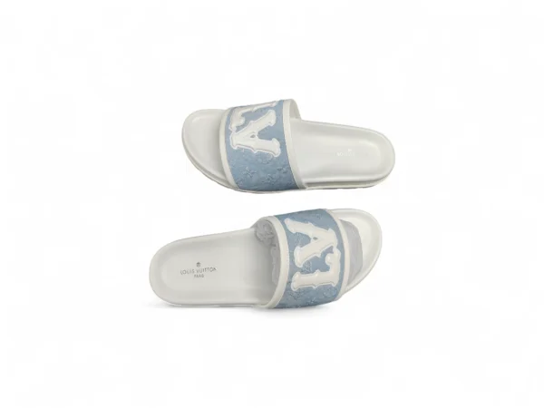 LVE Denim Monogram Slides